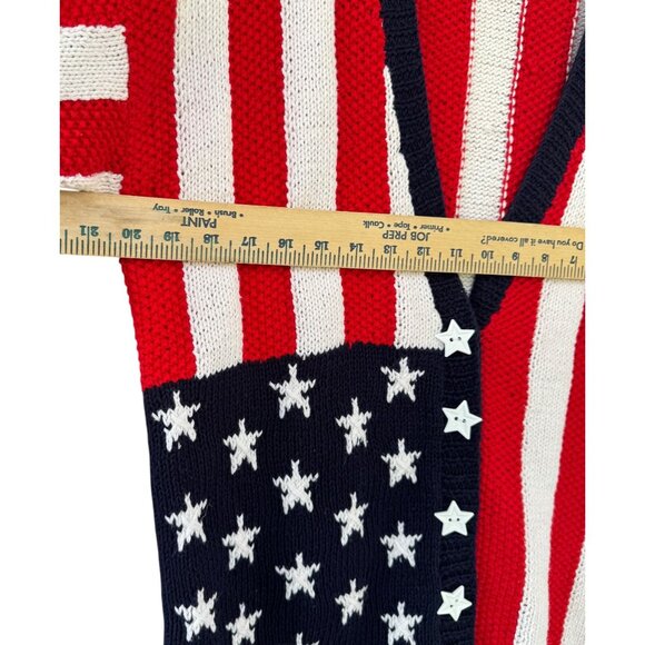 Marisa Christina Classics Hand-Knitted American Flag Cardigan Sweater Womens M - Picture 7 of 8